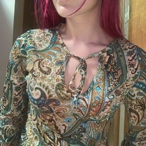 paisley mesh long sleeve